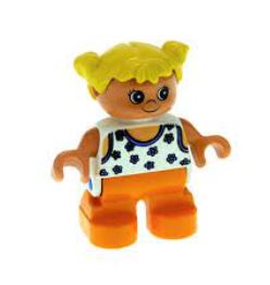 LEGO Child with White top with Blue Flowers