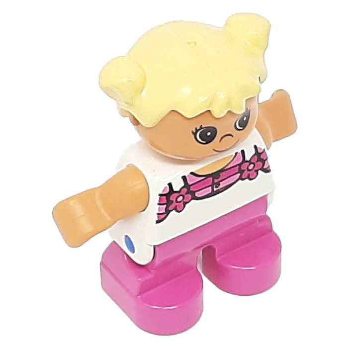 LEGO Girl with White Top and Pink Flowers