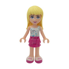 LEGO Stephanie, Friends, Magenta Layered Skirt, White One Strap Top with Stars Minifigure