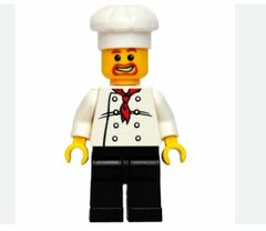LEGO Chef with Red Scarf and 8 Buttons Vest, Brown Beard and Medium Stone Legs Minifigure