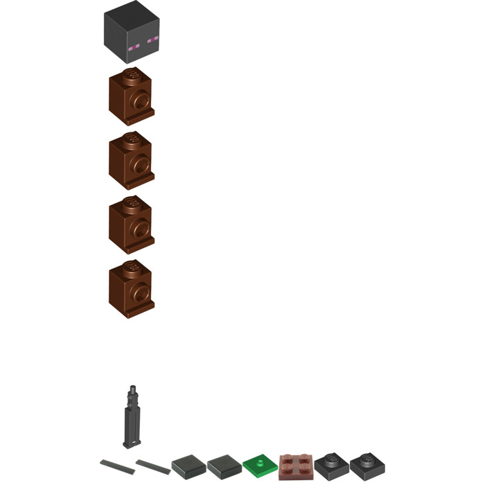 LEGO Enderman Minifigure with Grass Block