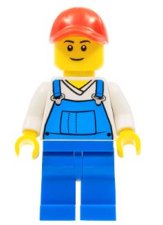 LEGO Blue Overalls , Blue Legs, Red Cap Minifigure