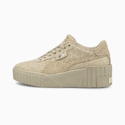 Puma - Cali Wedge Tonal Womens Sneakers - Peyote-Marshmallow-Team Gold