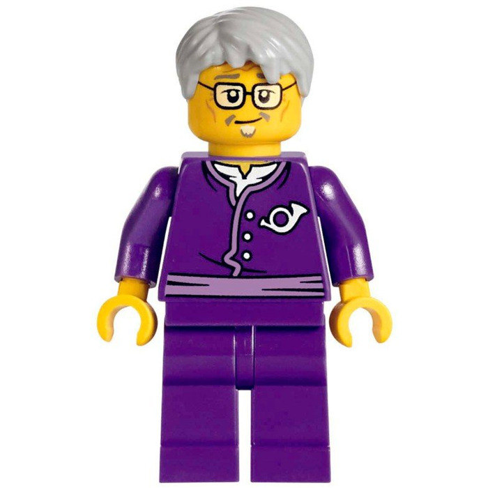 LEGO Postman - grey hair, purple uniform Minifigure