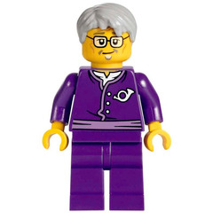 LEGO Postman - grey hair, purple uniform Minifigure