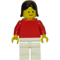 LEGO Plain Red Torso, Black Female Hair Minifigure