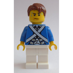 LEGO Pirates Chess Bluecoat Soldier with Sweat Drops and Reddish Brown Hair Minifigure