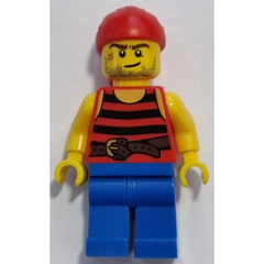 LEGO Pirate with Black and Red Stripes Shirt and Scar on Right Cheek Minifigure