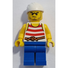 LEGO Pirates Chess Set Pirate with Red and White Striped Shirt with White Bandana and Blue Legs Minifigure