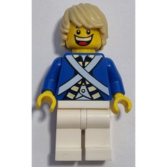 LEGO Pirates Chess Bluecoat Soldier with Wide Smile and Tan Tousled Hair Minifigure