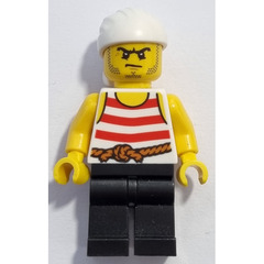LEGO Pirates Chess Set Pirate with Red and White Striped Shirt with White Bandana and Angry Look Minifigure