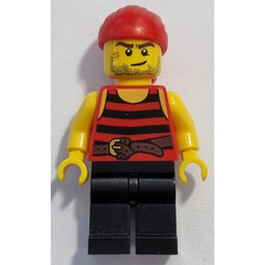 LEGO Pirates Chess Set Pirate with Black and Red Stripes Shirt with Red Bandana and Black Legs Minifigure