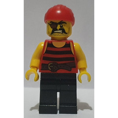 LEGO Soldiers Outpost Pirate with Black and Red Stripes Shirt and Brown Eyepatch Minifigure