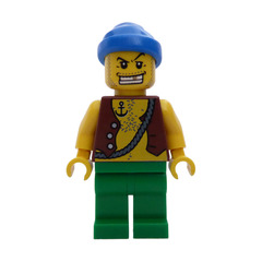 LEGO Pirate with Brown Vest and Anchor Tattoo and Gold Tooth Minifigure