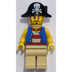 LEGO Pirate with Bicorne with White Skull and Bones and Long Brown Moustache Minifigure