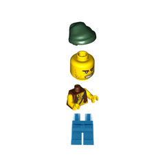 LEGO Pirates Chess Set Pirate with Anchor Tattoo and Dark Green Bandana Minifigure