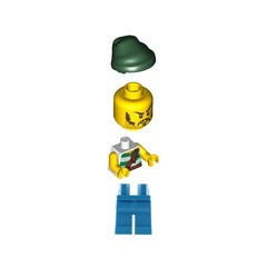 LEGO Pirates Chess Set Pirate with White and Green Stripes Shirt and Moustache Minifigure