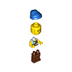 LEGO Pirates Chess Set Pirate with White and Green Stripes Shirt and Stubble Beard Minifigure