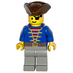 LEGO Pirate with Blue Jacket and Brown Triangular Hat and Eyepatch Minifigure