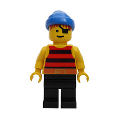 LEGO Pirate with Red and Black Stripes Shirt and Eyepatch Minifigure
