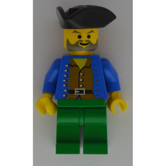 LEGO Pirate Brown Shirt, Green Legs, Black Pirate Triangle Hat Minifigure