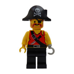 LEGO Pirate with Hook and Bicorne with White Skull and Bones Minifigure