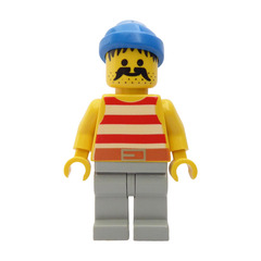 LEGO Pirate with Red and White Stripes Shirt and Large Moustache Minifigure