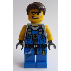 LEGO Power Miner Worker with Orange Scar in Face Minifigure