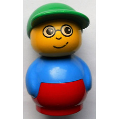 LEGO Primo Figure, Boy with Red Base, Blue Top, Green Hat, Glasses Primo Figure