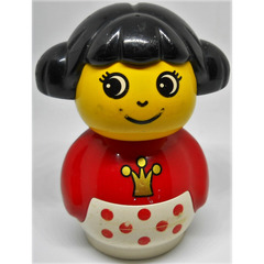 LEGO Primo Figure Girl with White Base with Red Dots, Red Top with Crown Pattern Primo Figure