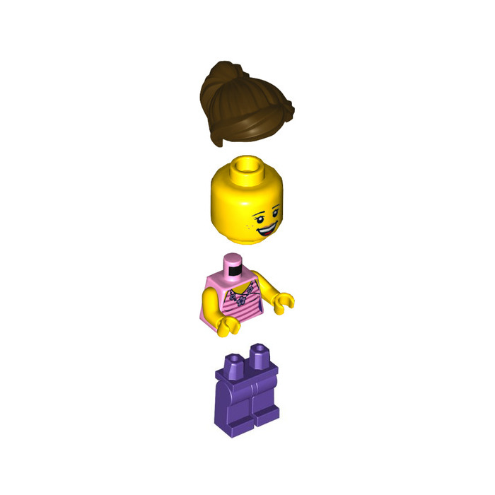 LEGO Girl with Dark Pink Striped Shirt Minifigure
