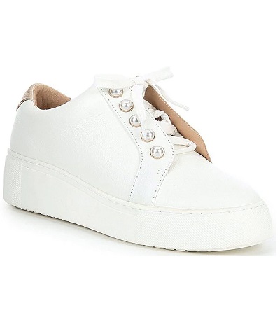 Kenneth Cole - Wrenna Pearl Embellished Leather Sneakers