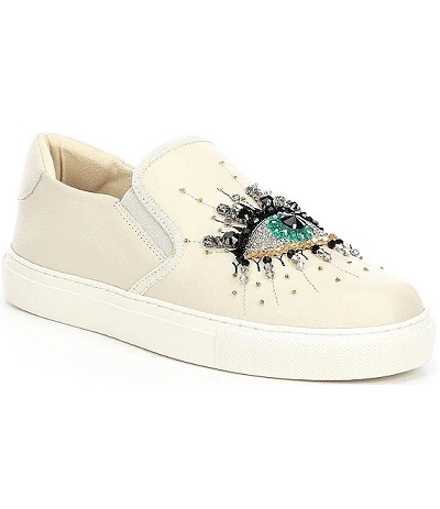Kenneth Cole - Leah Embellished Eye Leather Sneakers
