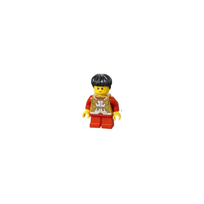 LEGO Boy in Dark Tan Patterned Shirt Minifigure