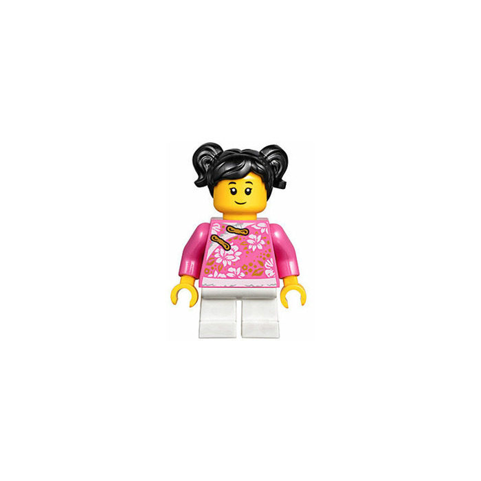 LEGO Girl in Dark Pink Patterned Shirt Minifigure
