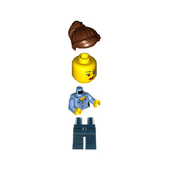 LEGO Woman with Medium Blue Shirt and Dark Blue Legs Minifigure