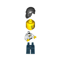 LEGO White Blouse with Belt and Black hair Minifigure