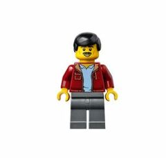LEGO Man with Dark Red Jacket Open on Blue Shirt Minifigure