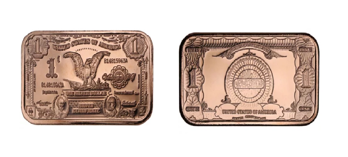 1 oz $1 Banknote Copper Bar