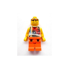 LEGO Street Basketball Player, Tan Torso, Orange Legs Minifigure