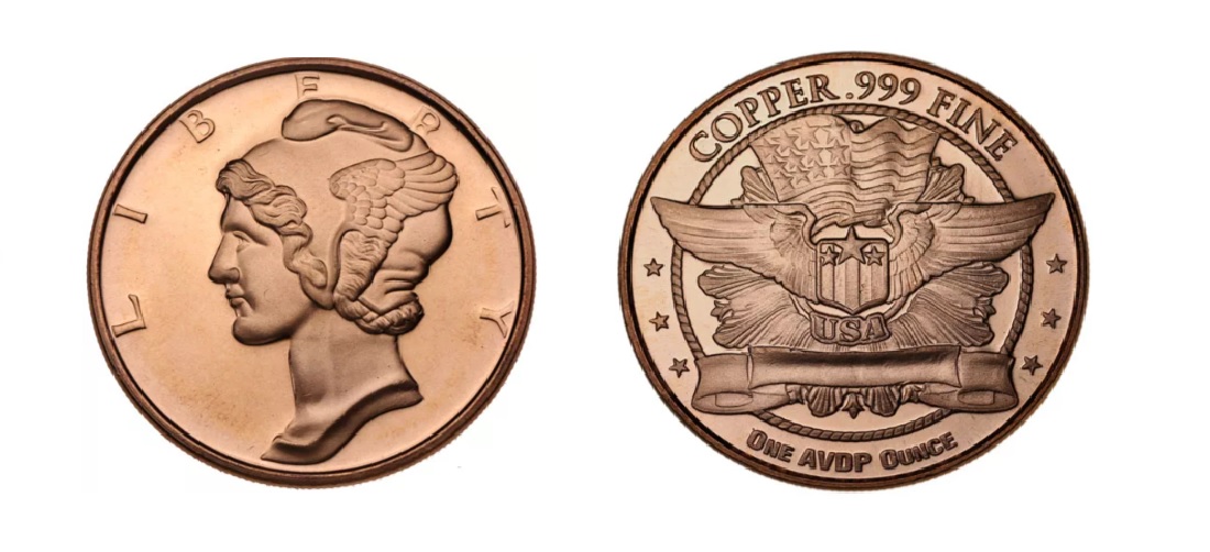 1 oz Mercury Dime Copper Round