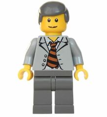 LEGO Scientist with Light Gray Jacket and Striped Tie Minifigure