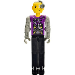 LEGO Technic Figure Cyborg, Purple Torso with cyborg pattern, Mechanical Light Gray Arms, Black Legs, Yellow Head, Cyborg Eyepiece Technic Figure