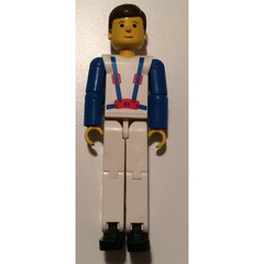 LEGO Technic Figure White Legs, White Top with Blue Suspenders Pattern, Blue Arms Technic Figure