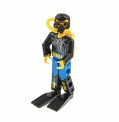 LEGO Diver with Black Wetsuit; 'DIVING' and Knife Stickers on Legs Technic Figure