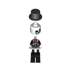 LEGO Skeleton with Leather Jacket and Top Hat Minifigure