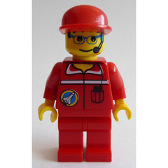 LEGO Space Shuttle Team Member with red Overalls Minifigure