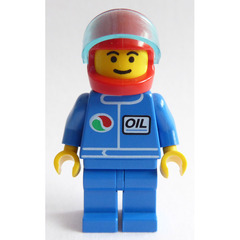 LEGO Octan Worker Blue Torso and Legs Red Helmet Minifigure