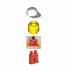 LEGO Man with Red Jacket with Zipper, Red Legs, White Cap Minifigure