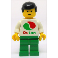 LEGO Man with Octan Logo and Black Hair Minifigure